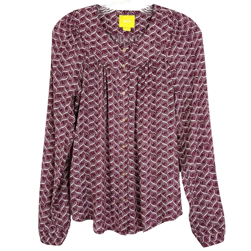 Anthropologie Maeve Women's Top Button-up Long Sleeves Pattern Blouse Size S